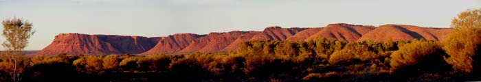 Sunset on George Gill Range, viewed from the Kings Canyon Caravan Park, Northern Territory, Australia